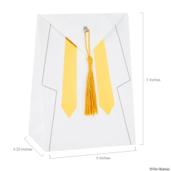 White Graduation Favour Treat Bag with Tassel-6Pk